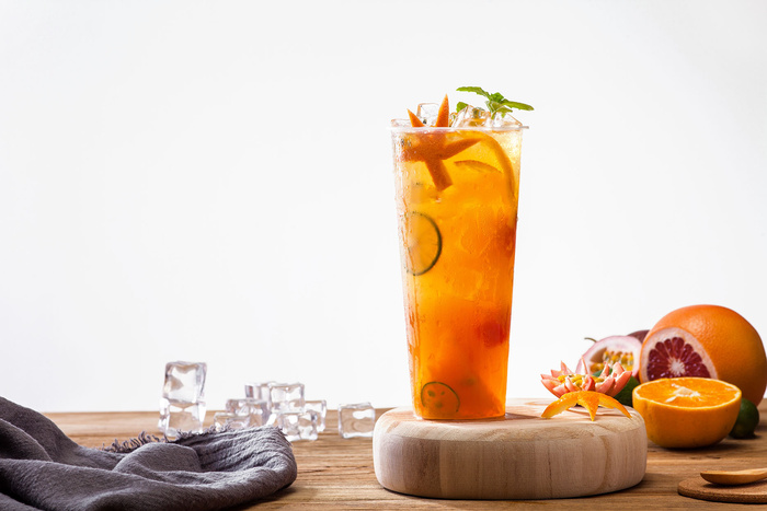 奶茶店水果茶饮品特饮高清图鲜橙水果茶