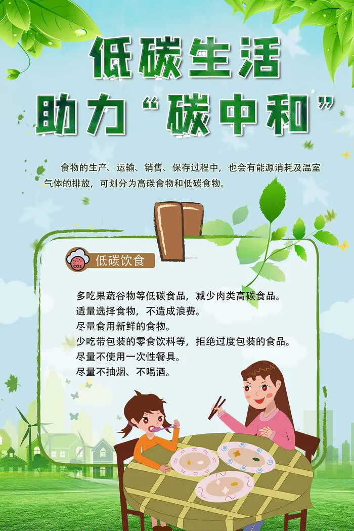 低碳生活助力碳中和海报psd模版下载