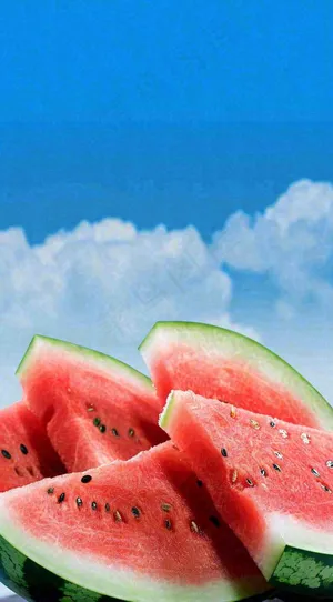 夏天大暑小暑切开的西瓜摄影图
