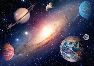 绚丽宇宙太空中的行星和星云高清图片
