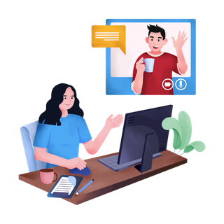 美女客服商务交流视频会议