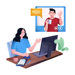 美女客服商务交流视频会议