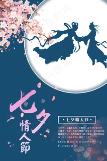 手绘中国传统节日七夕节海报 手绘中国传统节日七夕节海报