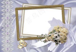 蕾丝花束婚戒相框图片