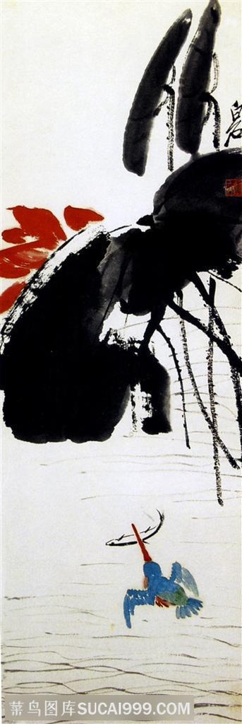 国画名家作品-齐白石的荷花