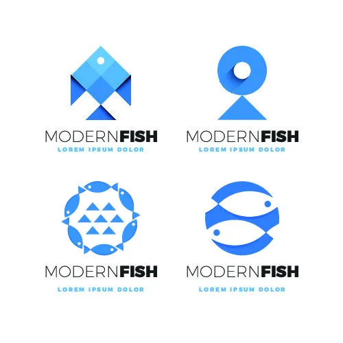 商务海洋鱼类海鲜图标LOGO标识标志标签水产图形AI矢量EPS素材图eps,ai矢量模版下载