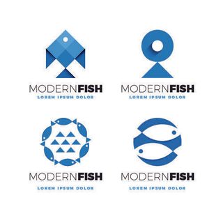 商务海洋鱼类海鲜图标LOGO标识标志标签水产图形AI矢量EPS素材图