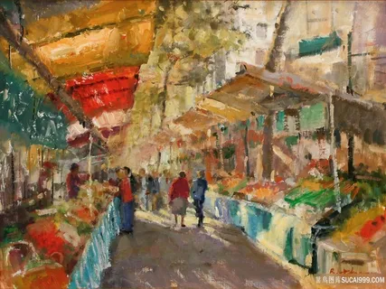 菜市场人物油画装饰画 菜市场人物油画装饰画