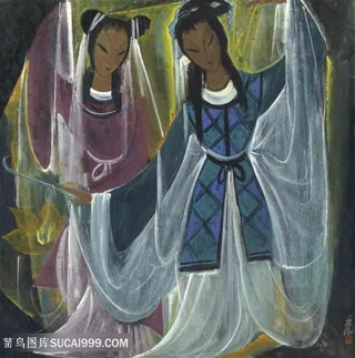 林风眠油画唯美美女装饰画