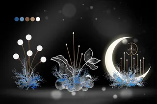 婚礼道具铁艺路引灯，月亮