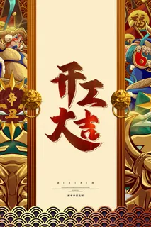 开工大吉海报模板