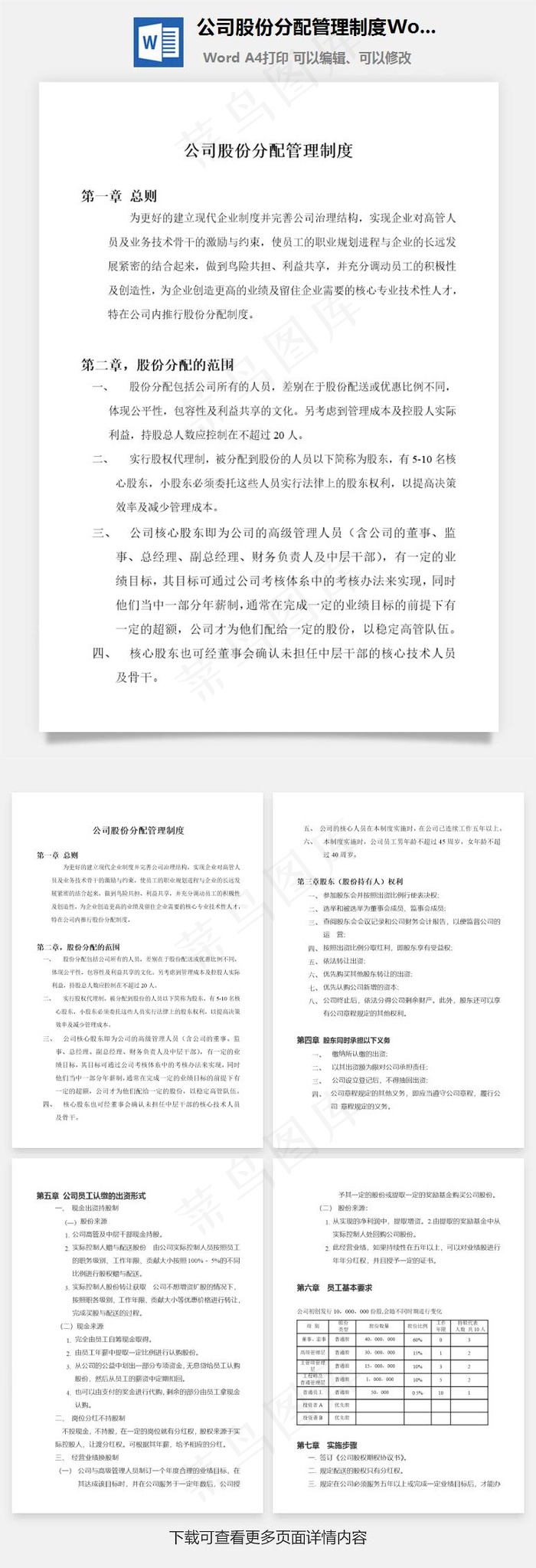 公司股份分配管理制度Word文档