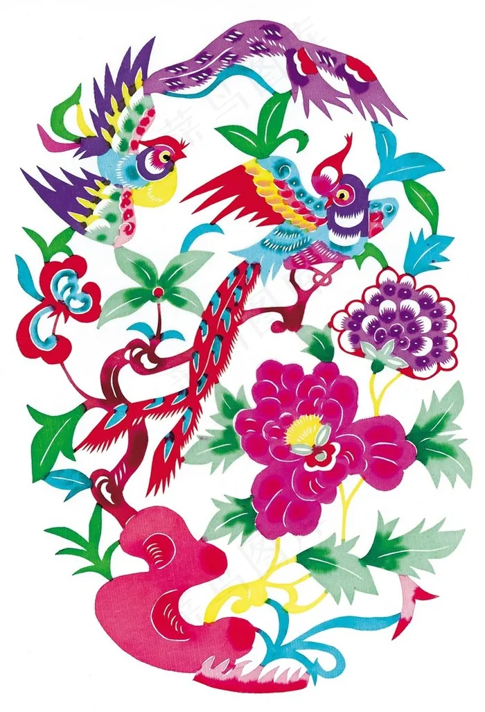 卡通鸟剪纸素材图片