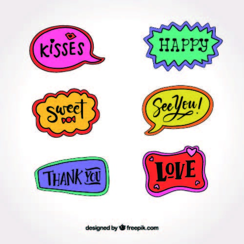 免抠彩绘语言贴纸