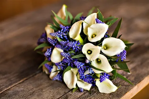 百合手捧花摄影图片