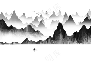 水墨山水素材  