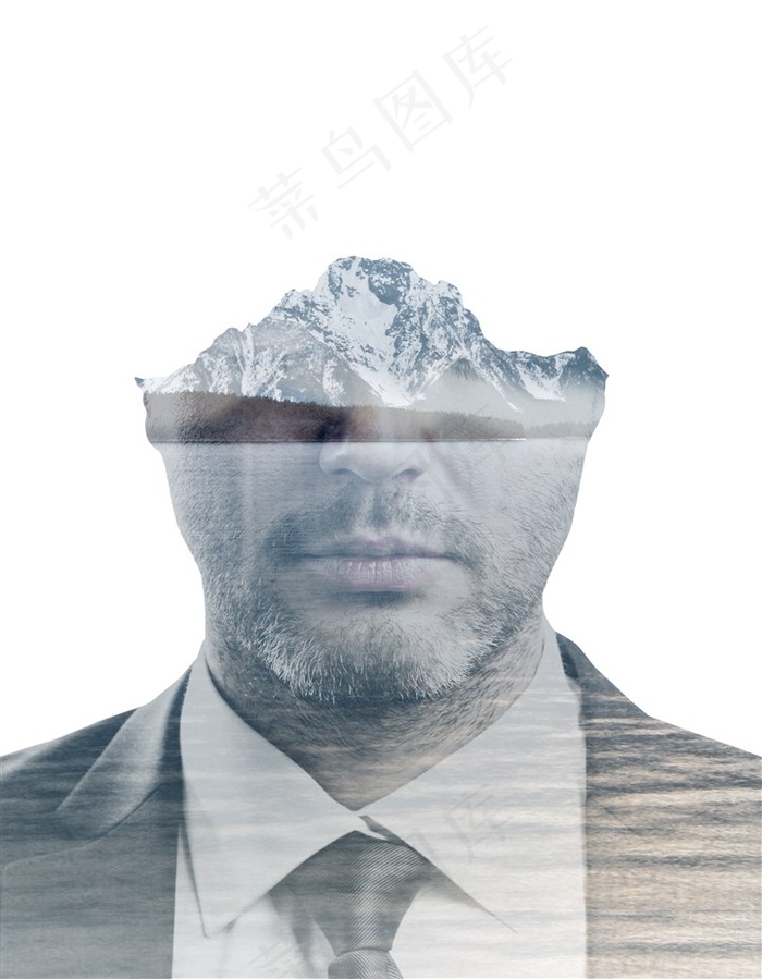 湖泊人脸双重曝光创意高清图片