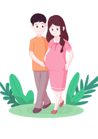 丈夫陪怀孕妻子散步