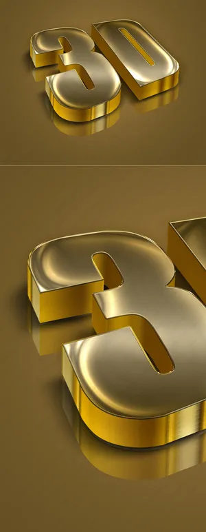 细致光泽3D黄金字PSD模板