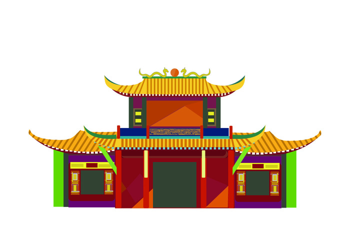 复古中国风国潮古建筑插画手绘高楼古塔AI素材亭子png免抠图ai矢量模版下载