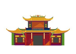 复古中国风国潮古建筑插画手绘高楼古塔AI素材亭子png免抠图