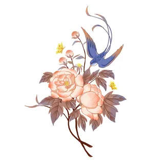 手绘国潮中国风古典牡丹花国花花卉装饰图案PSD设计素材 手绘国潮中国风古典牡丹花国花花卉装饰图案PSD设计素材