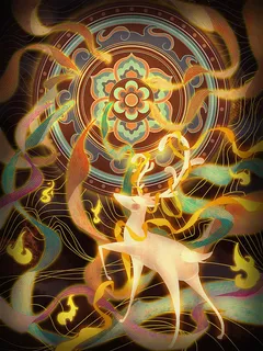 复古中国风国潮神话人物敦煌插画仙女手绘海报背景PSD设计素材