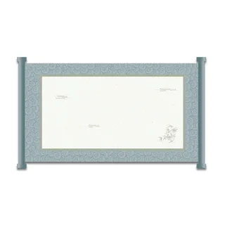 复古中国风卷轴元素手绘画轴文本标题框PSDAI素材模板png免扣图