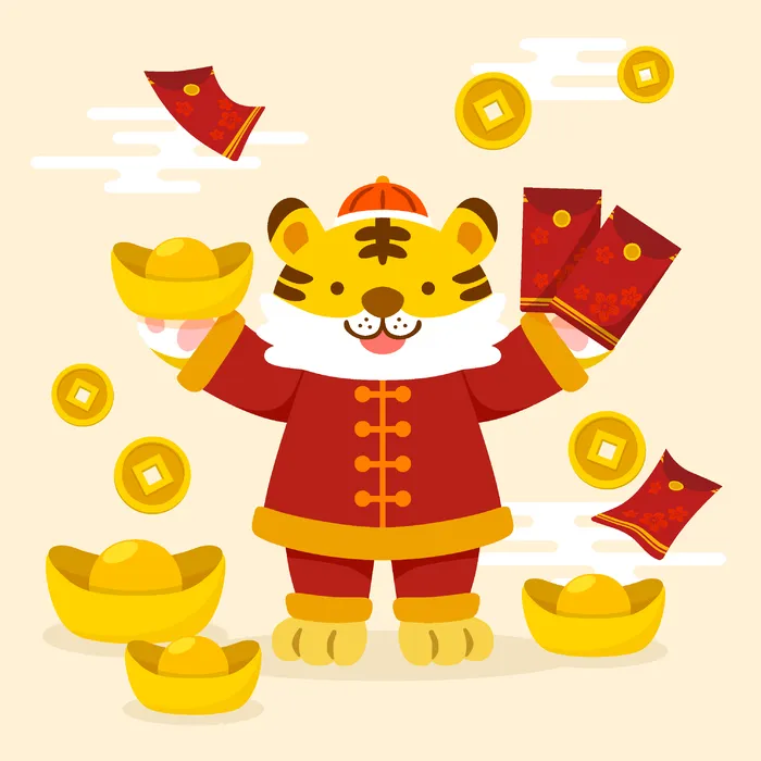 新年虎年老虎插画ai矢量模版下载