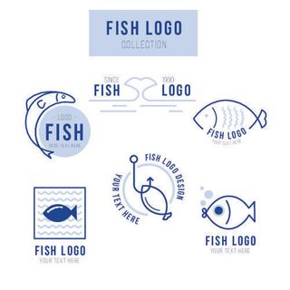 商务海洋鱼类海鲜图标LOGO标识标志标签水产图形AI矢量EPS素材图