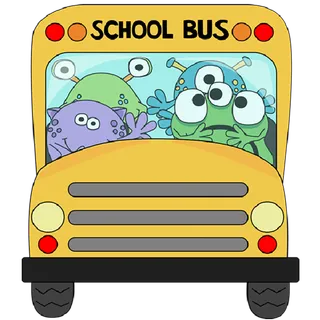 校车卡通简笔线条图少儿兴趣班