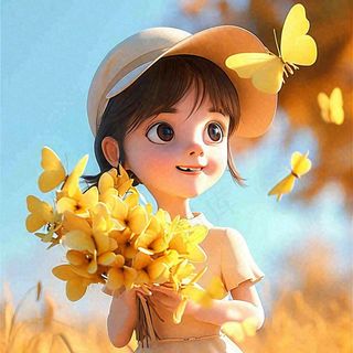 秋天秋叶飘落黄衣少女在欣赏美景，秋分