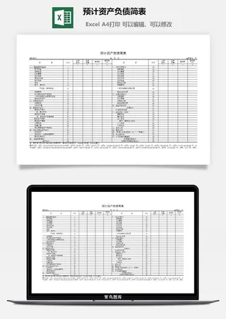 预计资产负债简表excel模板