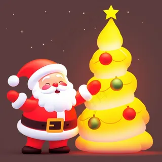 圣诞老人圣诞树节日卡通插画背景