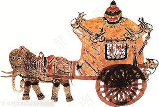 大象马车皮影戏中国风图片