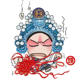 卡通京剧戏剧人物脸谱插画PNG图片 国潮中国风Q版戏剧人物PS素材