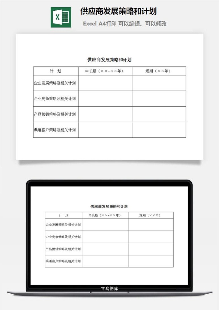 供应商发展策略和计划excel模板