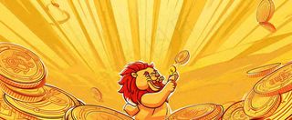 红黄渐变放射形状，金黄背景