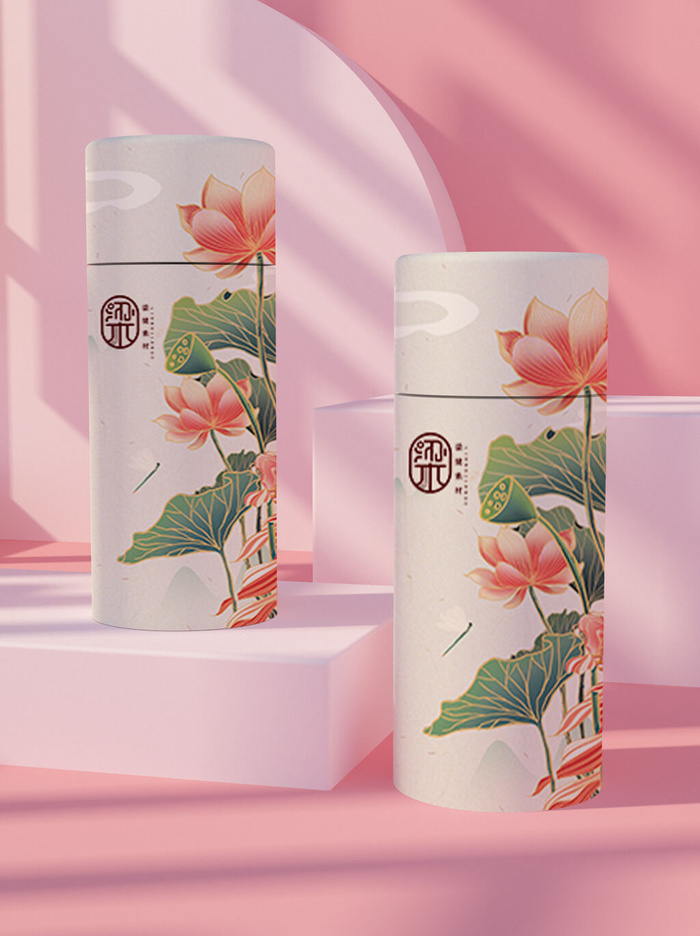 国风高档茶叶包装盒袋罐瓶LOGO标贴展示VI智能贴图样机PSD素材