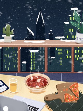 中国传统节日手绘卡通腊八节腊八粥插画海报PSD格式设计素材