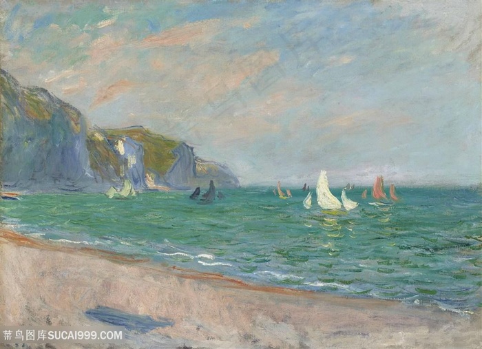 印象派莫奈帆船海景油画图片