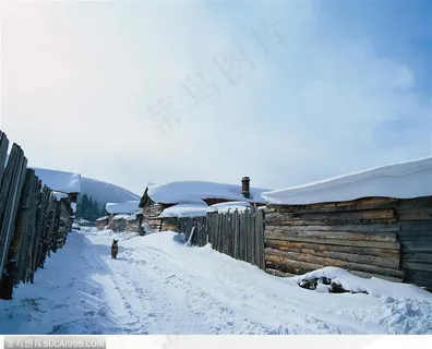 冬日美景-村子走道雪景