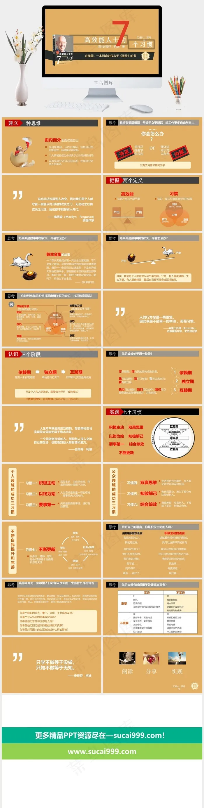 橘色橙色简洁营销PPT模板