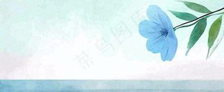 夏天海面清新绿植简约插画，夏至春分谷雨