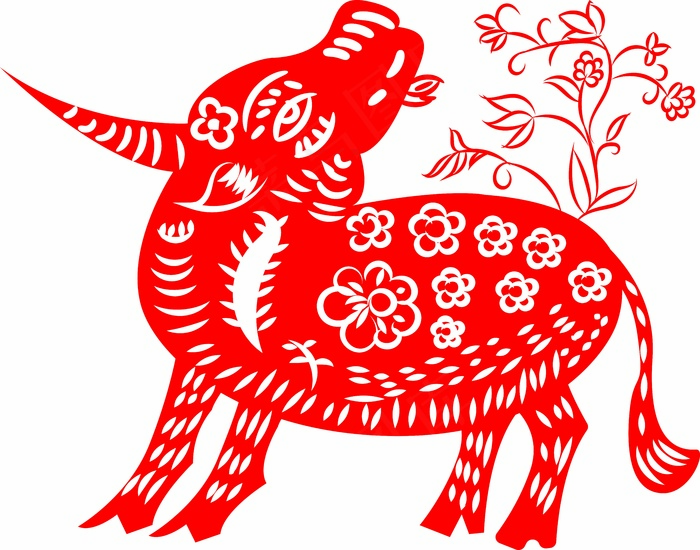 牛剪纸 剪纸风元素