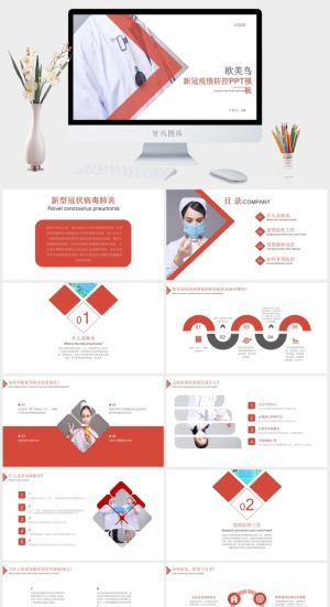 欧美风新冠疫情防控PPT模板预览图