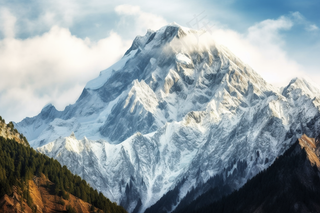 雪山森林云层高原风光摄影图