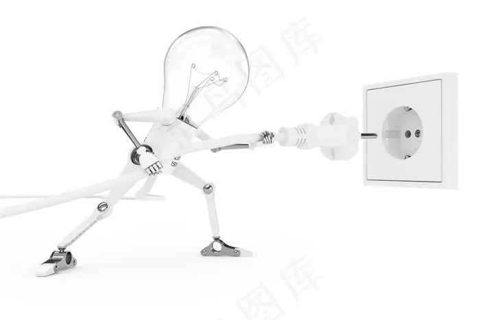 3D灯泡小人插插座图片