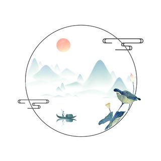 圆形古风山水