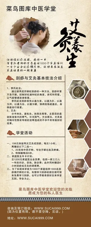 艾灸中医复古养生易拉宝